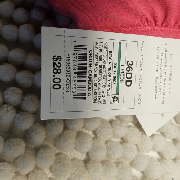 NWT Shade & Shore Size 36 DDPink Bikini Top with underwire - Picture 9 of 9